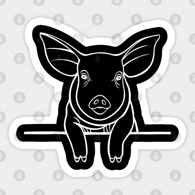 Pig or Piggy Animal Ink Art Design - farm animal - dark colors Sticker by Green Paladin